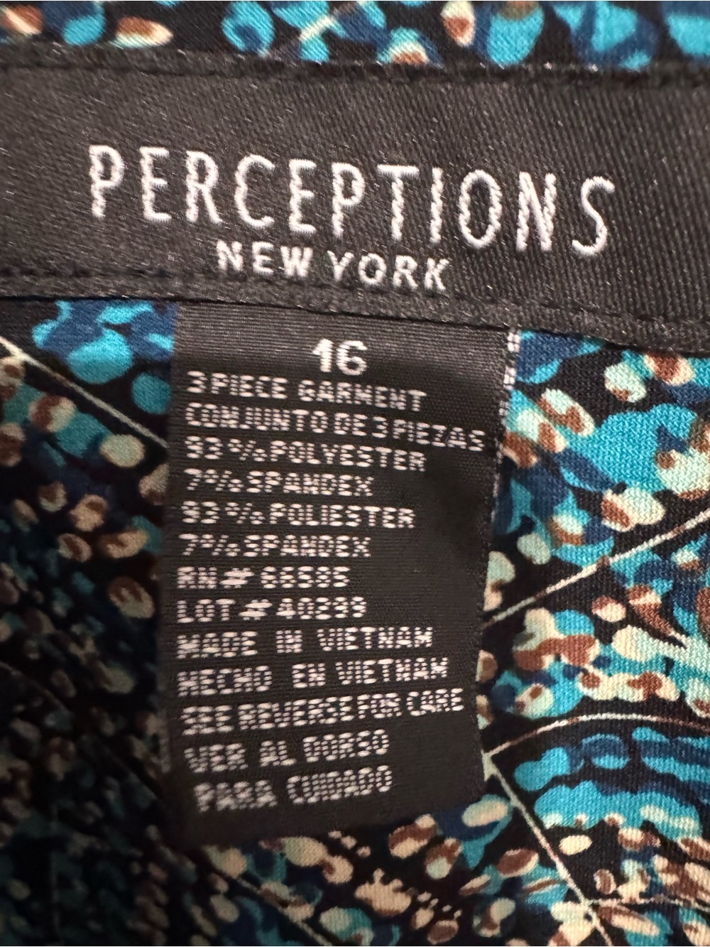 Perceptions Teal and Navy Abstract Print Cardigan - Picture 4 of 4